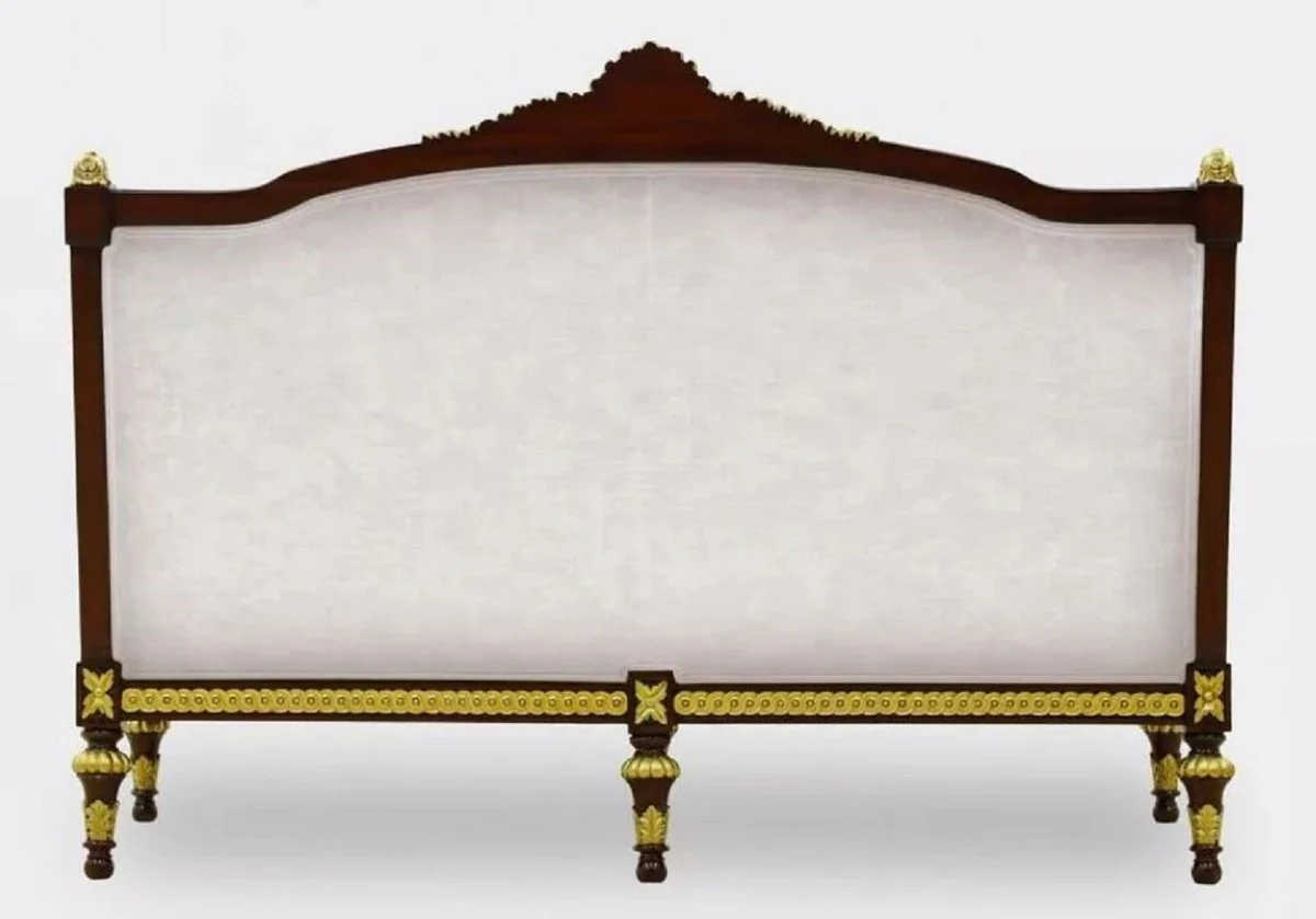 Luxus Barock Wohnzimmer 2er Sofa Grau / Dunkelbraun / Gold - Handgefertigtes Barockstil Sofa - Luxus Wohnzimmer Möbel im Barockstil - Barock Möbel - Edel & Prunkvoll