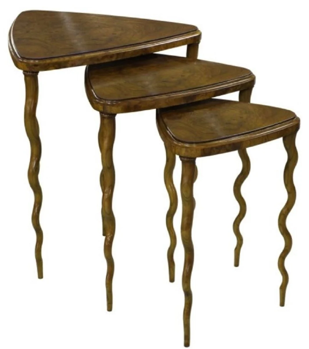 Luxus Jugendstil Beistelltisch Set Braun 65 x 61 x H. 70 cm - Hotel Möbel