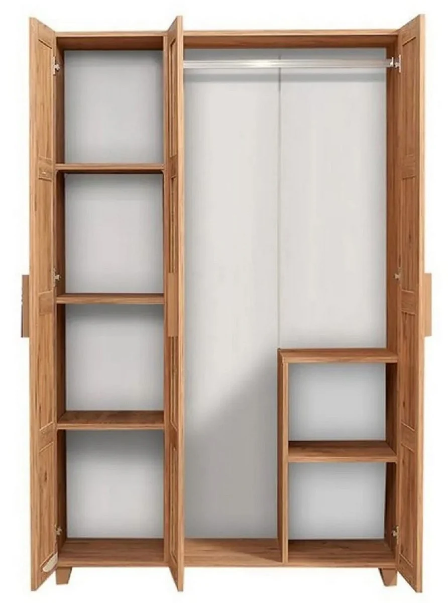 Luxus Schlafzimmerschrank Naturfarben / Braun 120 x 48 x H. 189 cm - Massivholz Kleiderschrank mit 3 Türen - Schlafzimmer Möbel - Hotel Möbel - Luxus Möbel