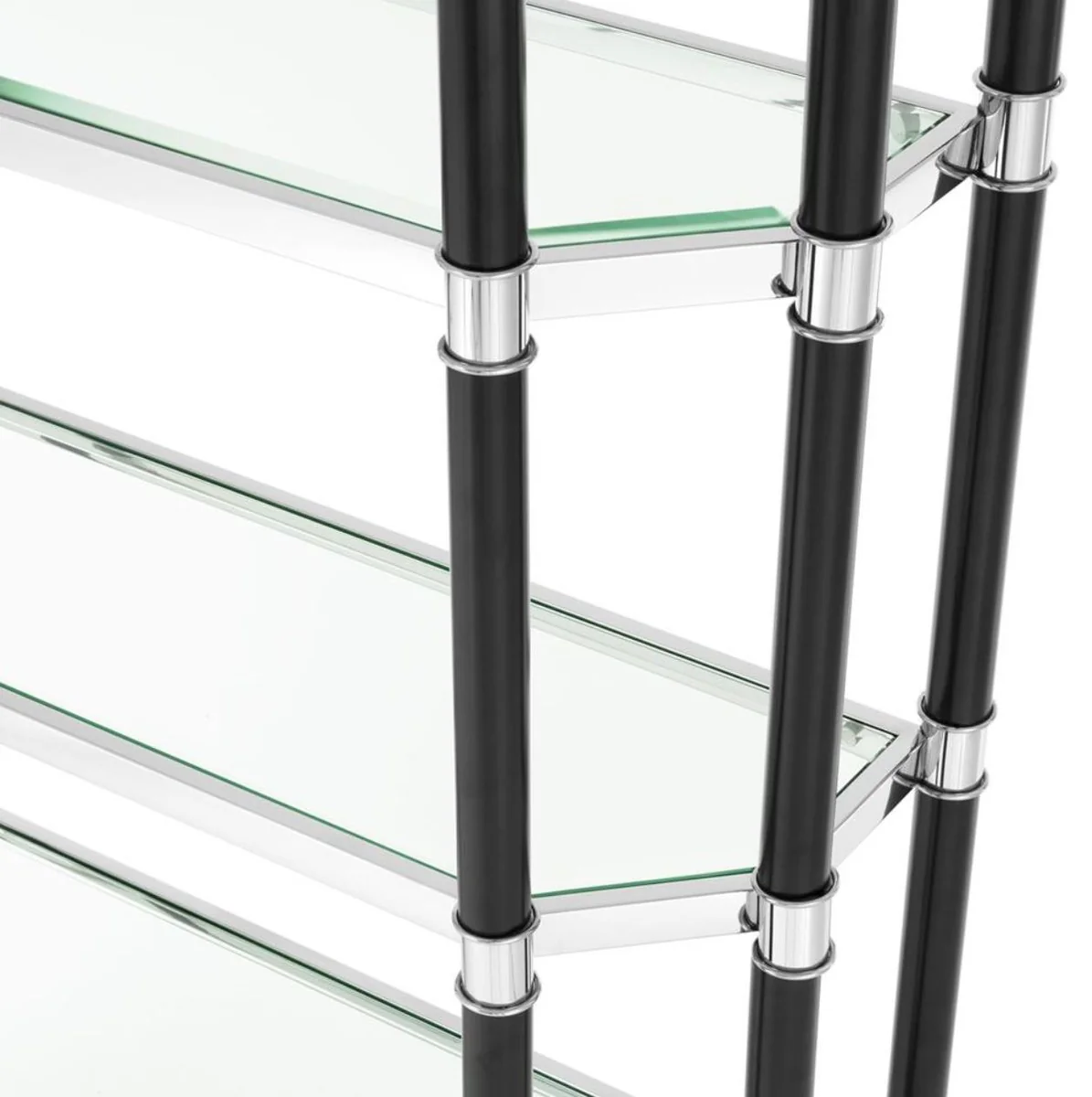 Luxus Wohnzimmer Regalschrank Silber / Schwarz 110 x 35 x H. 220 cm - Wohnzimmerschrank