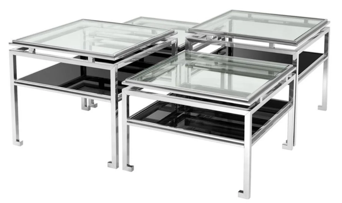 Luxus Couchtisch 4er Set Silber - Designer Wohnzimmermöbel
