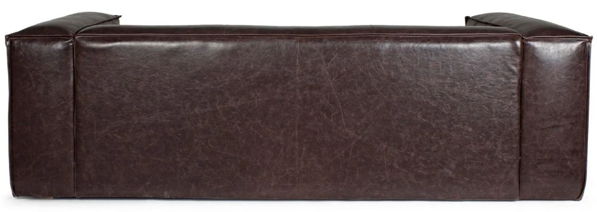 Luxus Kunstleder Sofa Dunkelbraun 224 x 99 x H. 67,5 cm - Wohnzimmer Sofa - Wohnzimmer Möbel - Kunstleder Möbel - Luxus Möbel - Luxus Einrichtung