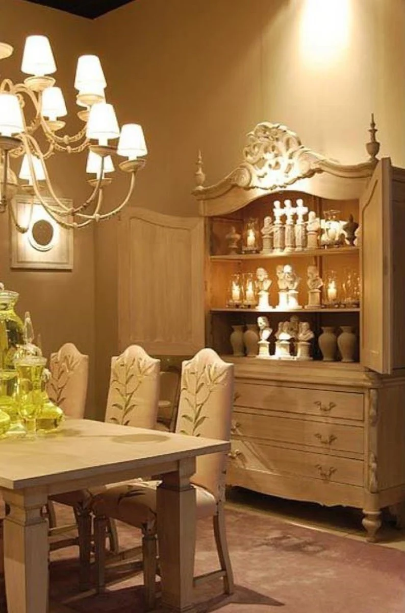 Luxus Landhausstil Küchenschrank Grau 150 x 60 x H. 255 cm - Handgefertigter Massivholz Schrank mit 2 Türen und 3 Schubladen - Landhausstil Küchen Möbel - Luxus Qualität