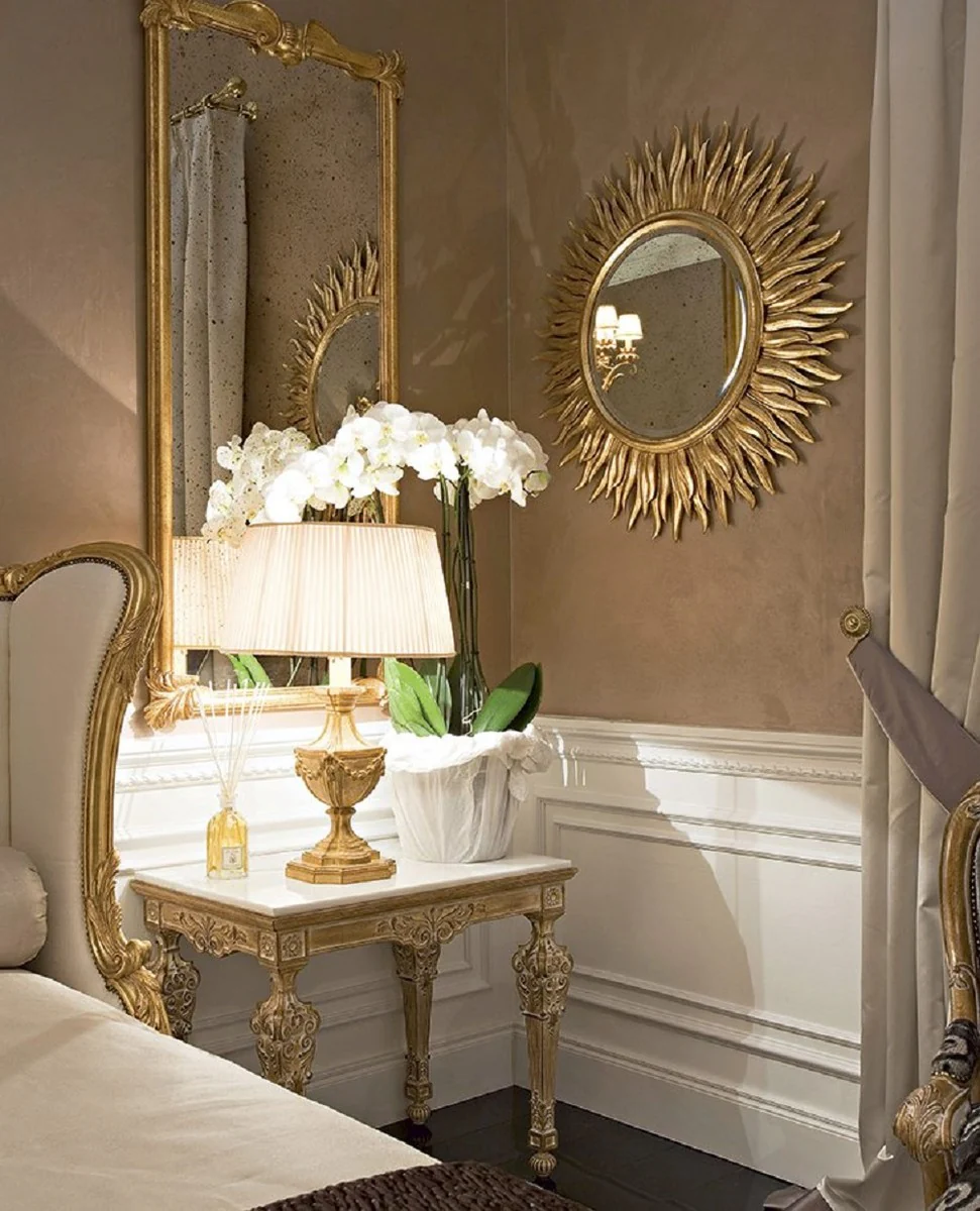 Luxus Barock Beistelltisch Antik Beige / Weiß - Made in Italy