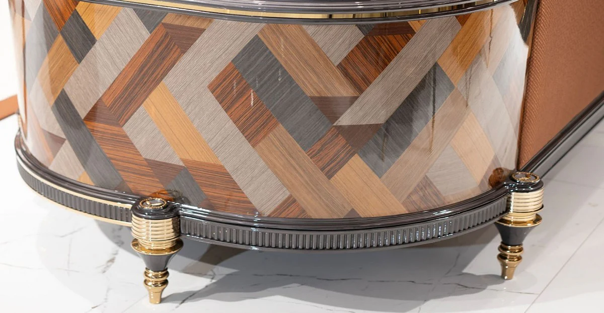 Luxus Art Deco Sofa Braun / Mehrfarbig / Grau / Gold - Wohnzimmer Sofa - Wohnzimmer Möbel - Art Deco Möbel - Luxus Möbel