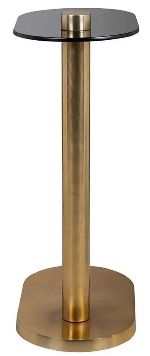 Luxus Beistelltisch Gold / Schwarz 38 x 23 x H. 61 cm - Moderner Edelstahl Tisch mit Glasplatte - Luxus Wohnzimmer Möbel