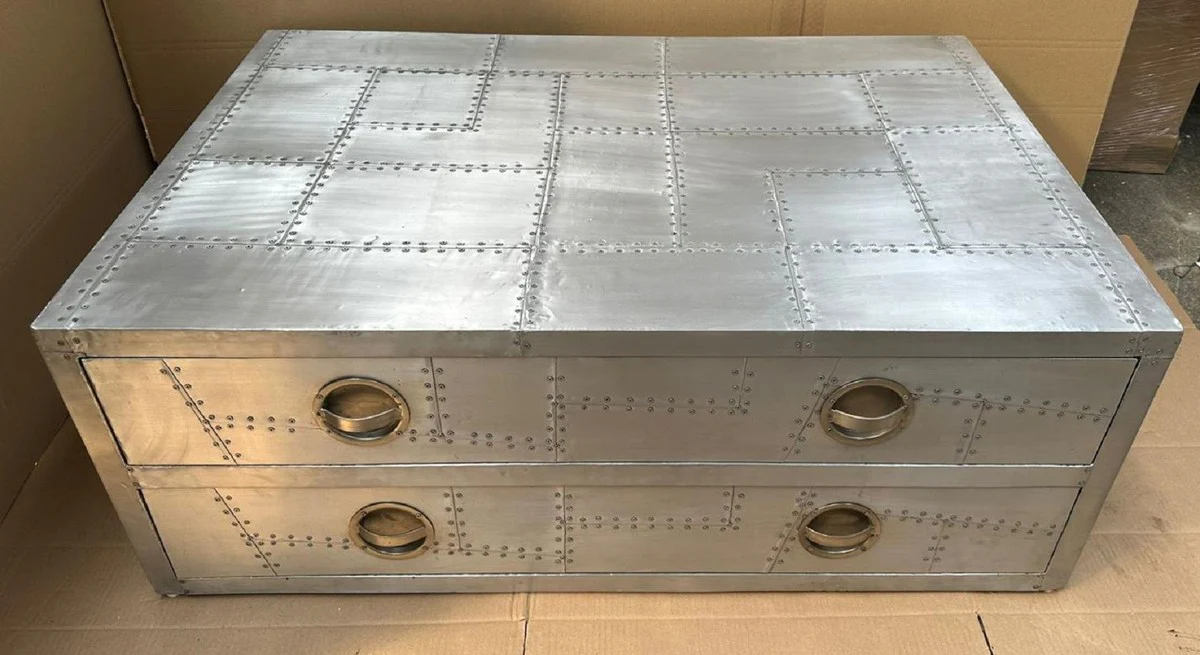 Aluminium Flugzeug Flieger Couchtisch Silber 120 cm - Aluminium Flugzeug Flieger Möbel