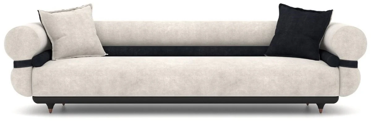 Luxus Sofa Grau / Blau / Schwarz / Kupfer 260 x 88 x H. 65 cm - Wohnzimmer Sofa - Hotel Sofa - Wohnzimmer Möbel - Hotel Möbel - Luxus Möbel - Luxus Einrichtung