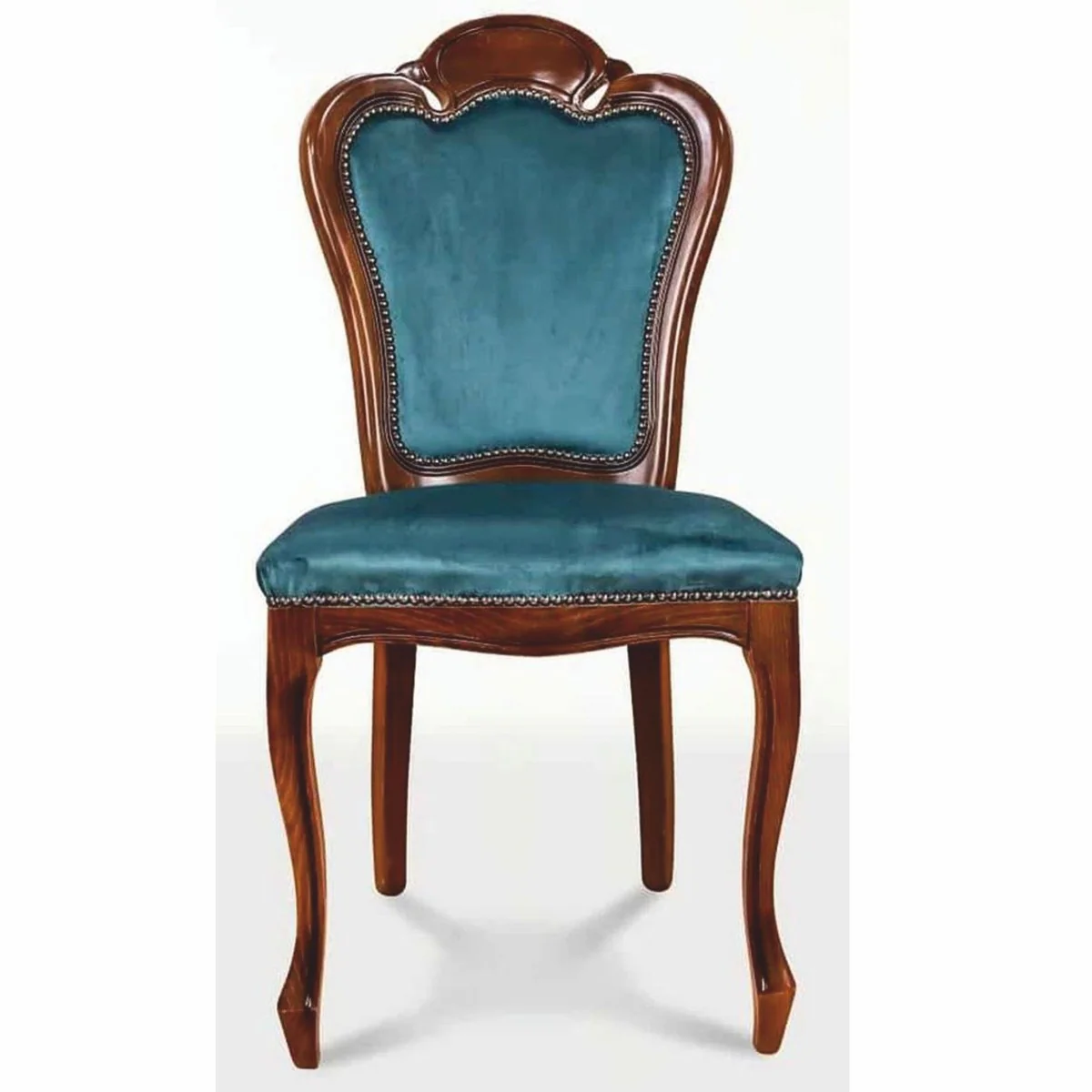 Luxus Barock Esszimmer Stuhl 8er Set Blau / Braun - Barock Möbel