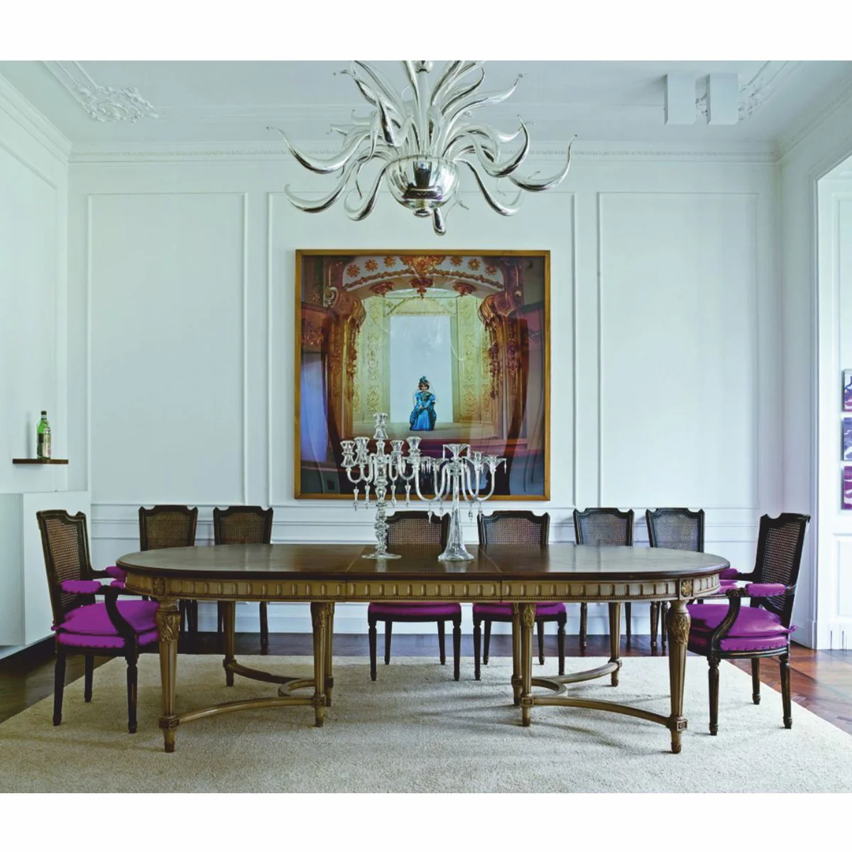 Luxus Barock Esstisch Braun / Grau / Gold 220-340 cm - Barock Möbel - Made in Italy