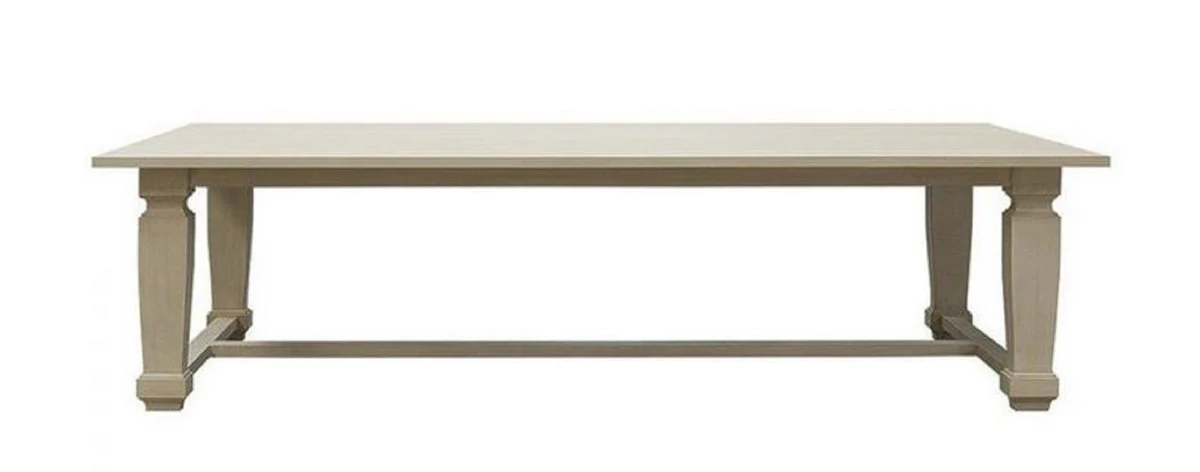 Luxus Landhausstil Esstisch Hellgrau 220 x 100 x H. 77 cm - Handgefertigter Massivholz Küchentisch - Edle Landhausstil Massivholz Esszimmer Möbel