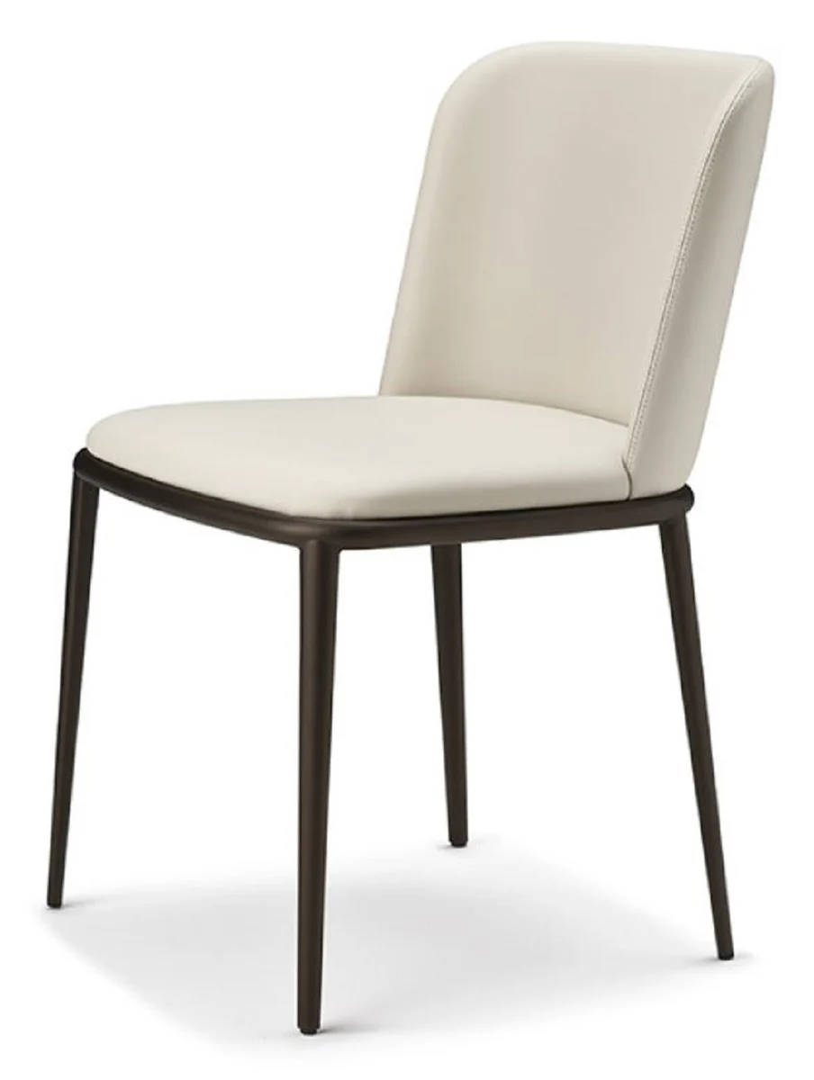 Luxus Esszimmerstuhl 8er Set Cremefarben / Schwarz - Luxus Esszimmer & Restaurant Möbel - Luxus Qualität - Made in Italy