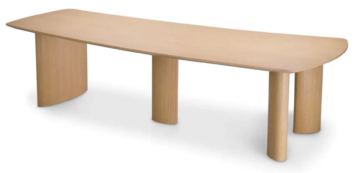 Luxus Esstisch Naturfarben 300 x 120 x H. 76,5 cm - Massivholz Küchentisch mit leicht gebogener Tischplatte - Esszimmer Möbel - Küchen Möbel - Luxus Möbel - Luxus Einrichtung