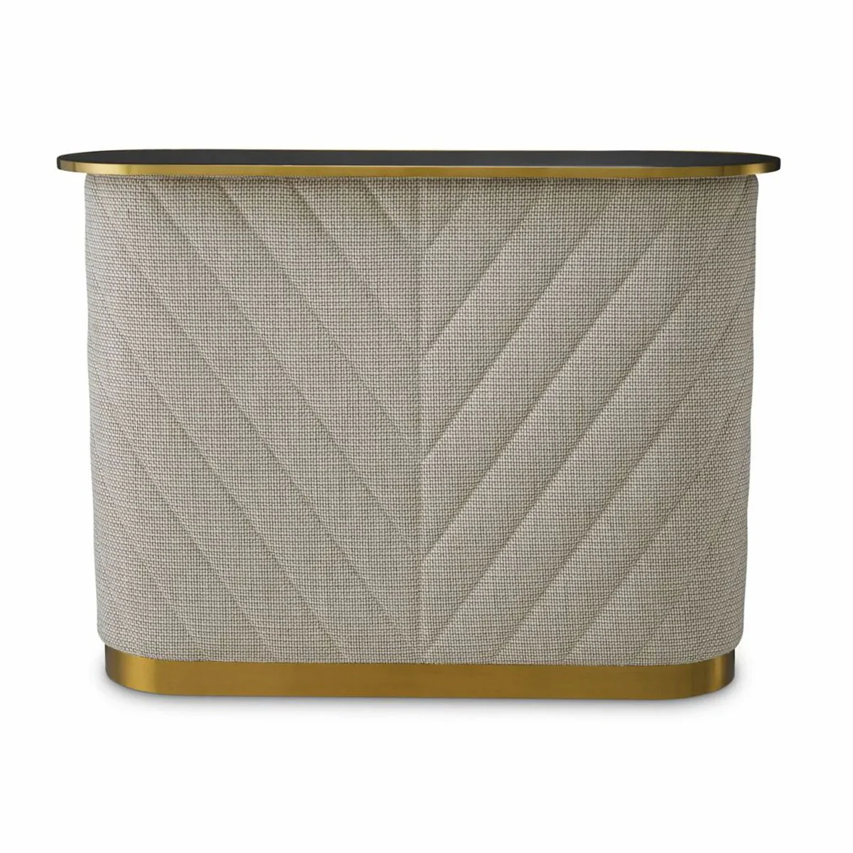 Luxus Bar Theke mit Glasplatte Cremeweiß / Schwarz / Messing 140 cm - Bar Möbel