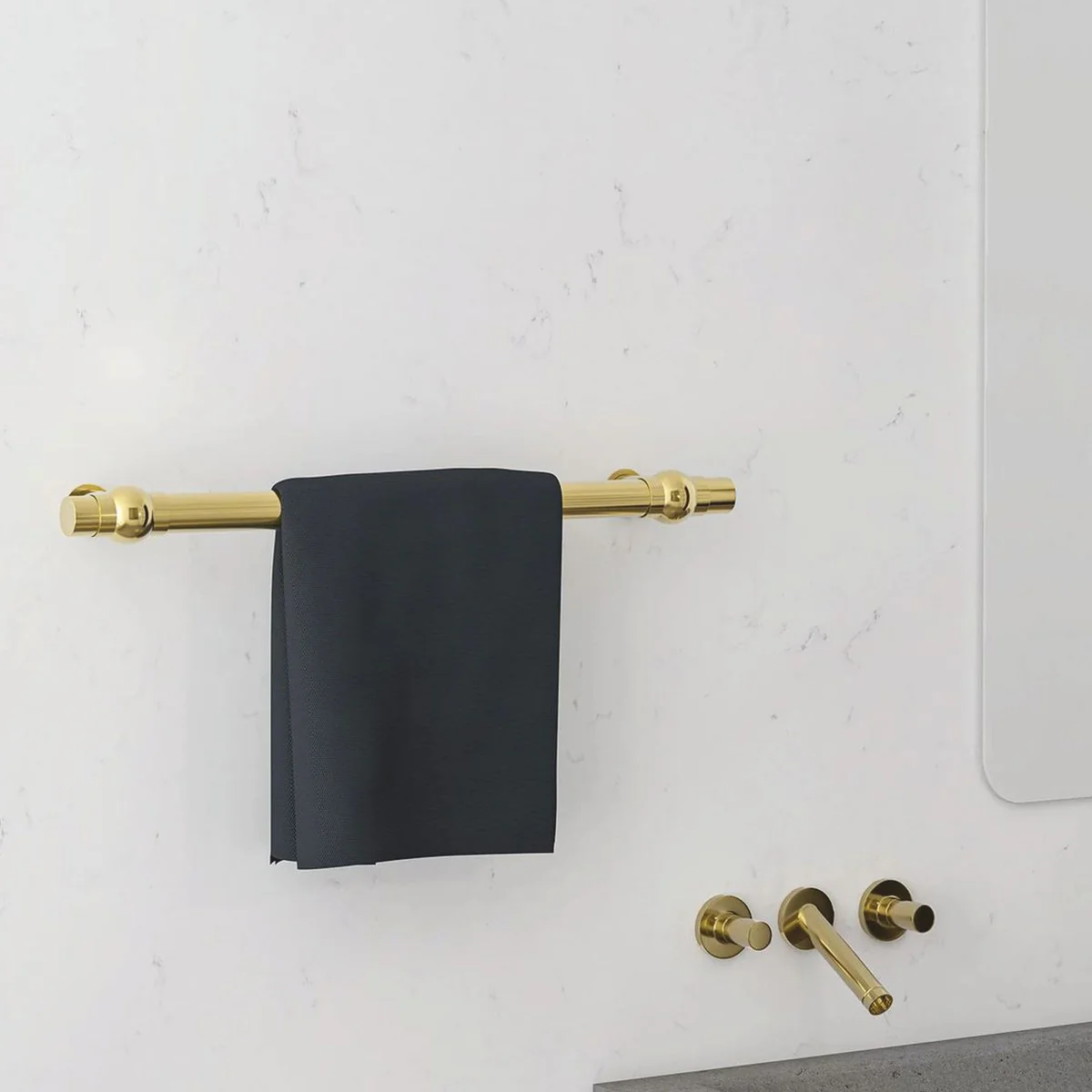 Luxus Badezimmer Handtuchwärmer Gold Glänzend 60 cm - Badezimmer Zubehör