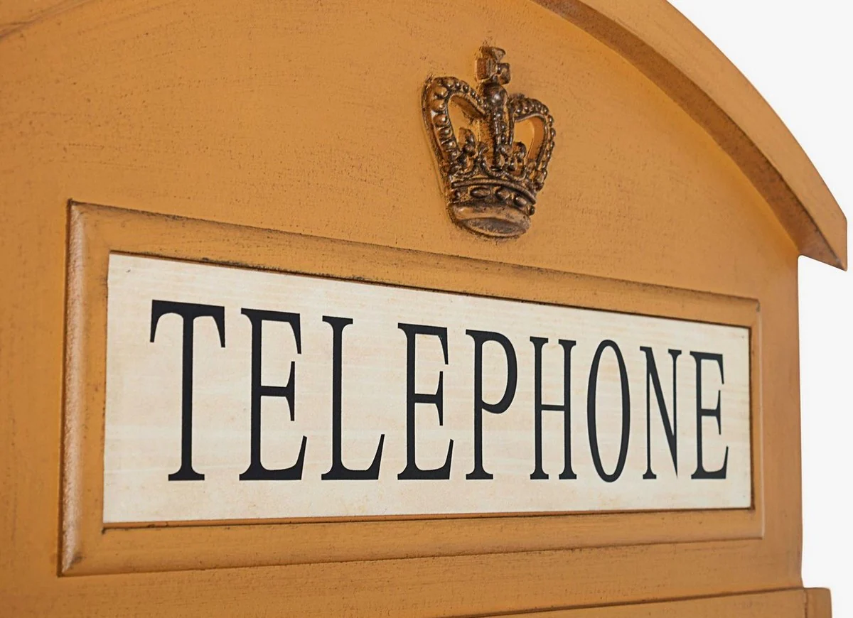 Landhausstil Bücherschrank Telefonzelle Antik Beige 55 x 51,5 x H. 180 cm - Telefonzellen Regalschrank im englischen Stil - Wohnzimmer Möbel im Landhausstil - Landhausstil Möbel