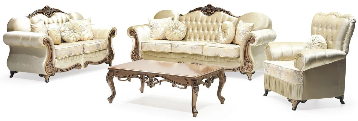 Luxus Barock 2er Sofa Gold / Kupfer - Prunkvolles Wohnzimmer Sofa mit elegantem Muster und Glitzersteinen - Wohnzimmer Möbel im Barockstil - Barock Möbel - Edel & Prunkvoll