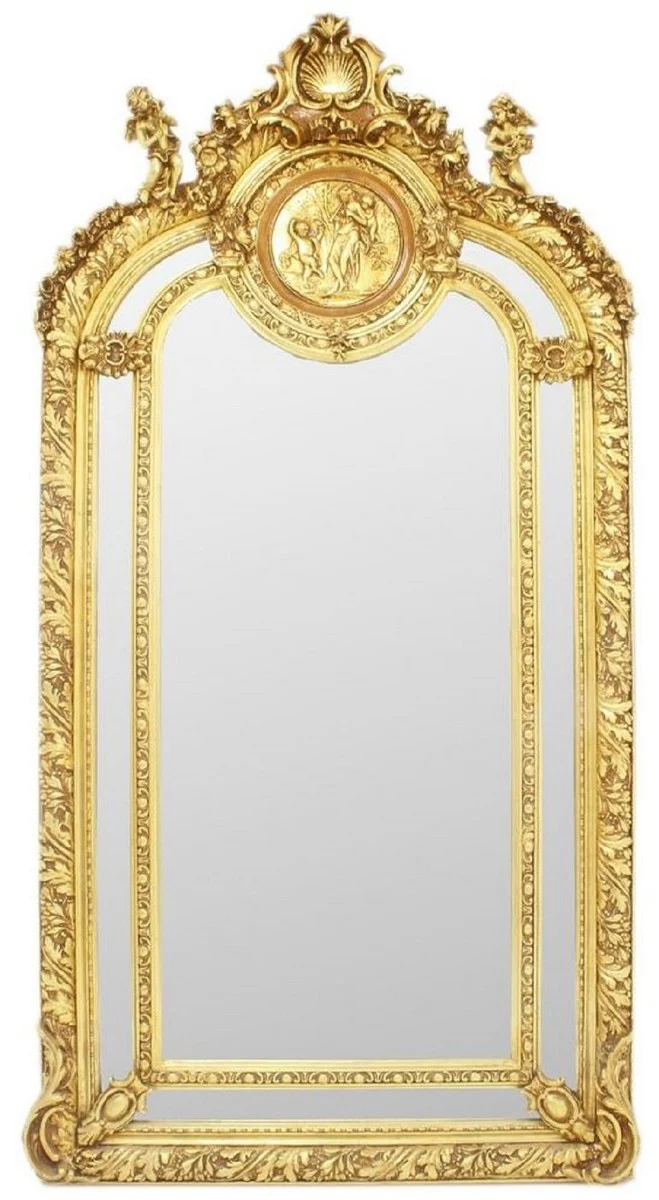 Barock Spiegel Gold 105 x H. 210 cm - Prunkvoller Wandspiegel im Barockstil - Antik Stil Garderoben Spiegel - Wohnzimmer Spiegel - Barock Möbel