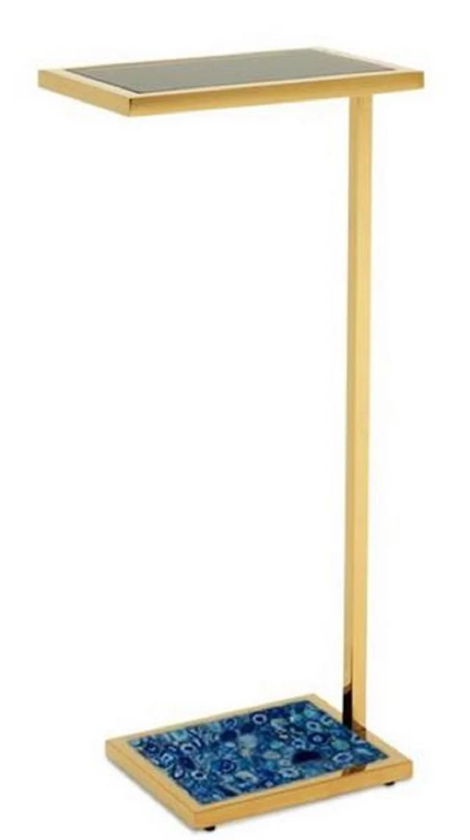 Luxus Beistelltisch Gold / Schwarz / Blau 31 x 20 x H. 72 cm - Designermöbel