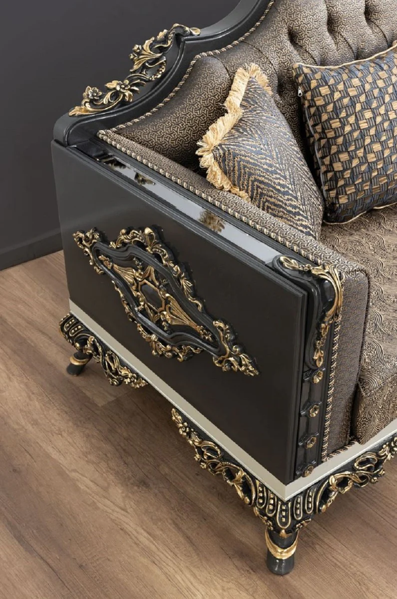 Luxus Barock Wohnzimmer Set - 2 Sofas & 2 Sessel & 1 Couchtisch - Handgefertigte Wohnzimmer Möbel im Barockstil - Edel & Prunkvoll