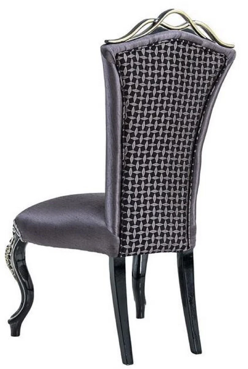 Luxus Barock Esszimmerstuhl Set Lila / Schwarz / Gold - Handgefertigtes Küchen Stühle 6er Set - Barock Esszimmer Möbel - Edel & Prunkvoll