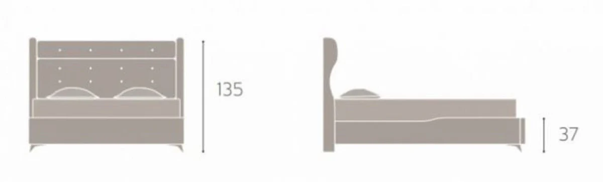 Luxus Doppelbett Grau / Gold - Modernes Massivholz Bett - Moderne Schlafzimmer & Hotel Möbel - Luxus Kollektion