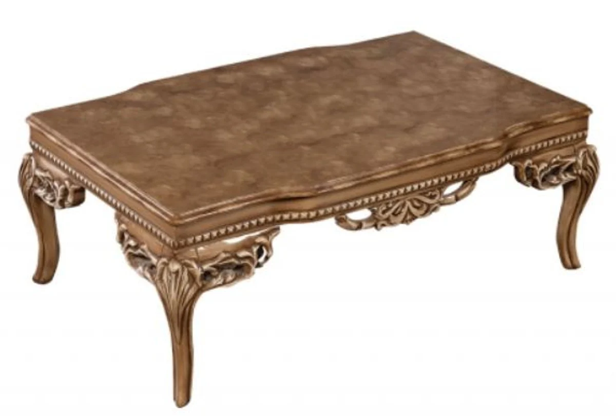 Luxus Barock Couchtisch Braun - Prunkvoller Massivholz Wohnzimmertisch im Barockstil - Handgefertigte Barock Wohnzimmer Möbel