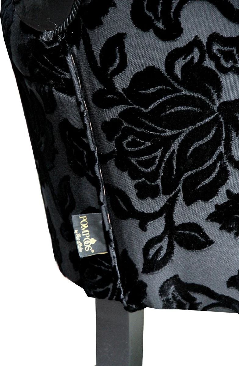 Pompöös by Luxus Barock Sessel Bergere Schwarz Muster / Gold - Pompööser Barock Sessel designed by Harald Glööckler