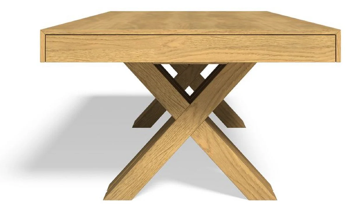 Luxus Esstisch Naturfarben 200-604 x 110 x H. 77 cm - Ausziehbarer Massivholz Konferenztisch - Esszimmer Möbel - Büro Möbel - Massivholz Möbel - Luxus Möbel