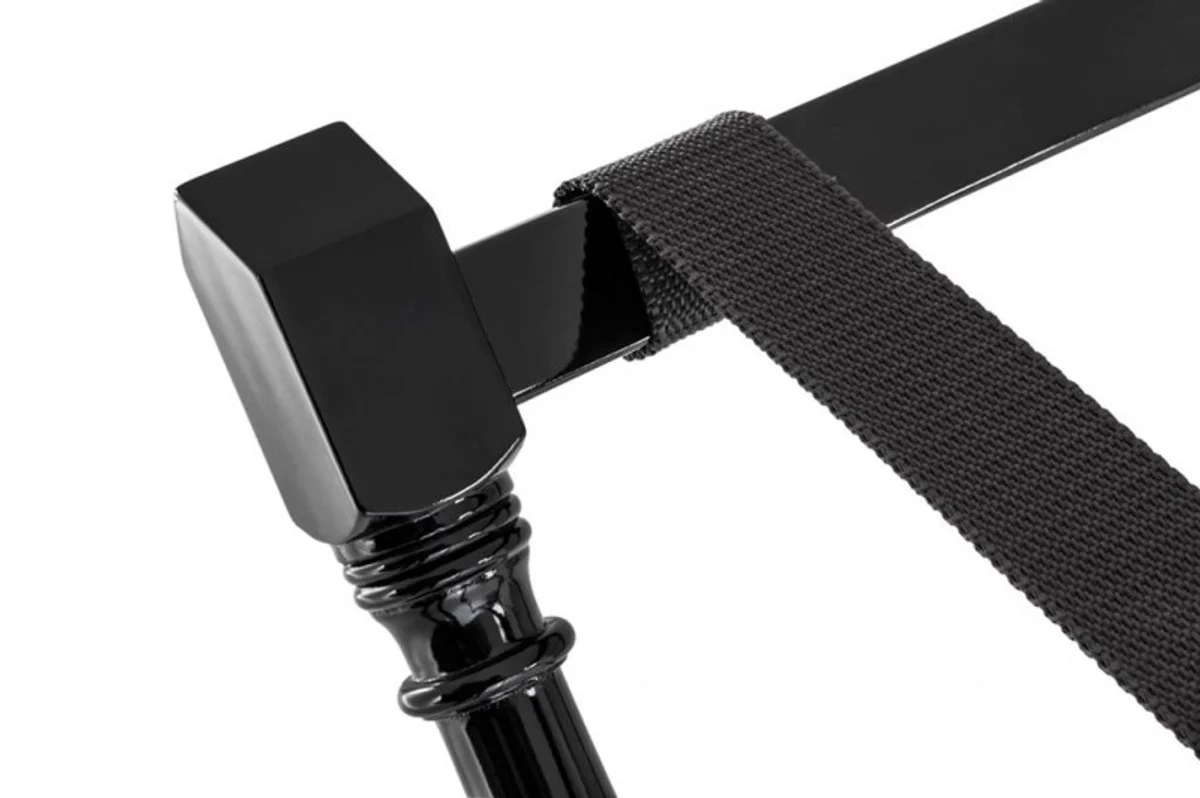 Luxus Bar Tisch Schwarz mit abnehmbaren aufklappbaren Tablett Schwarz hochglanz - Neoklassisch - Hotel Restaurant Möbel