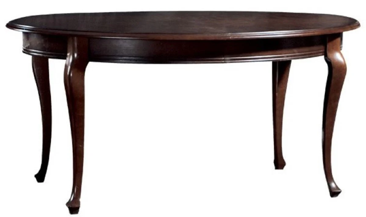 Luxus Jugendstil Esstisch Dunkelbraun 160-360 x 110 x H. 78 cm - Ovaler Ausziehbarer Massivholz Esszimmertisch - Barock & Jugendstil Esszimmer Möbel
