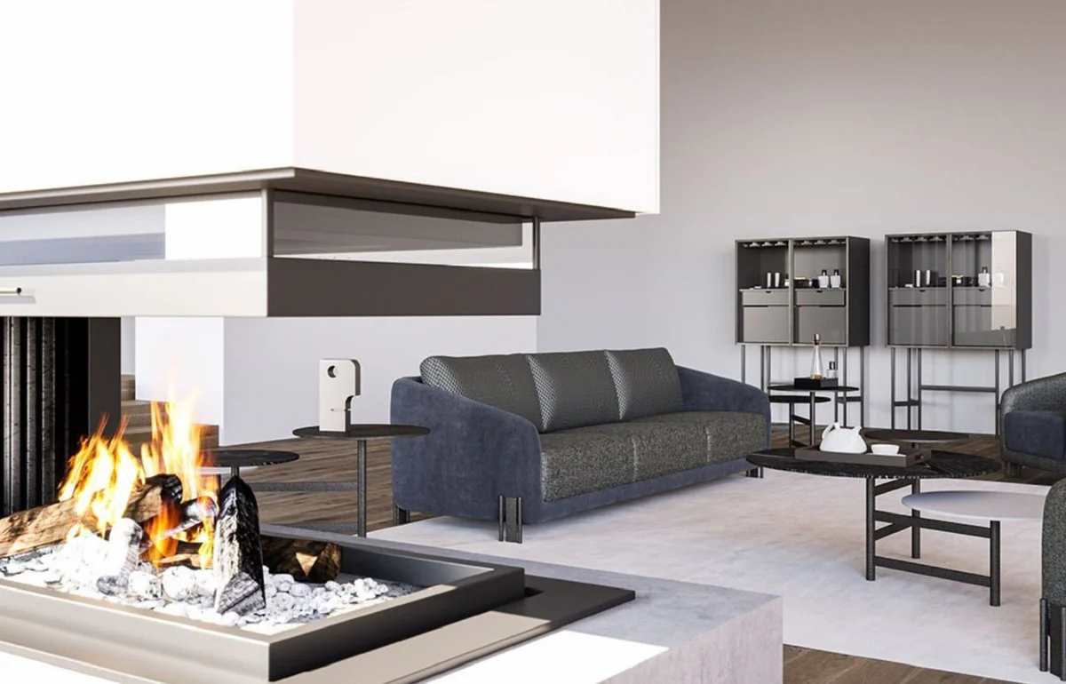 Luxus Sofa Grün / Blau / Schwarz 255 x 86 x H. 75 cm - Wohnzimmer Sofa - Hotel Sofa - Wohnzimmer Möbel - Hotel Möbel - Luxus Möbel - Luxus Einrichtung