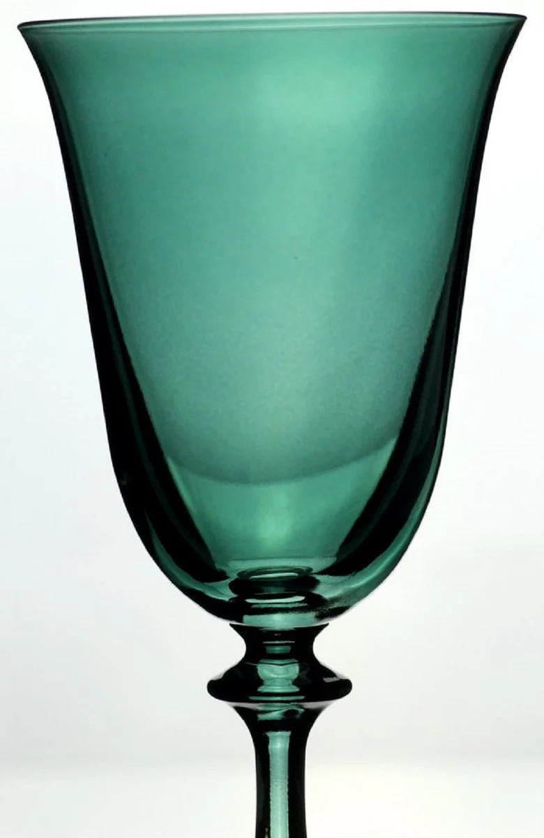 Luxus Barock Weißweinglas 6er Set Grün Ø 8,5 x H. 21 cm - Handgefertigte Weingläser - Hotel & Restaurant Accessoires - Luxus Qualität