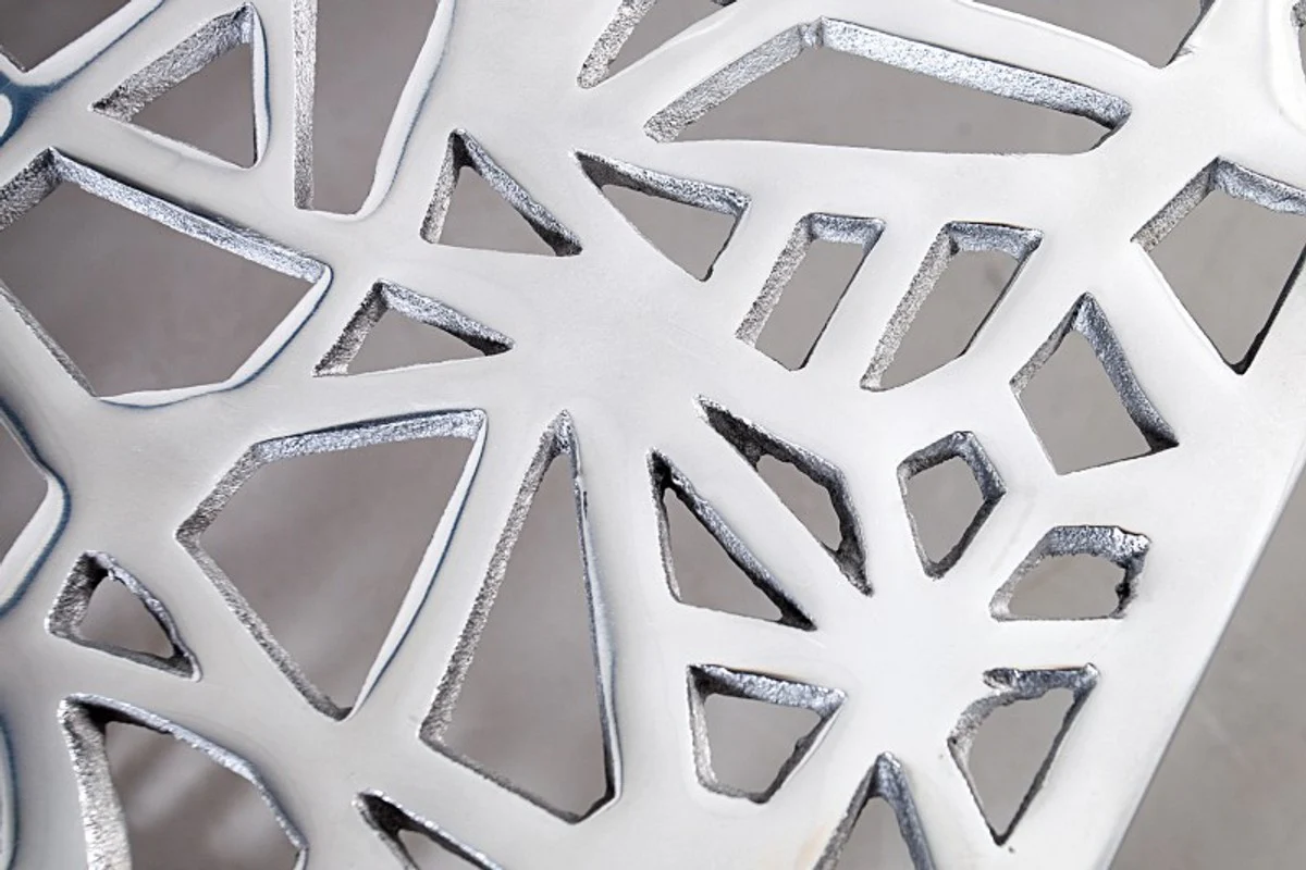 Art Deco Couchtisch Silber Metall 60 x 60 x H. 32 cm - Jugendstil Tisch - Möbel Wohnzimmer