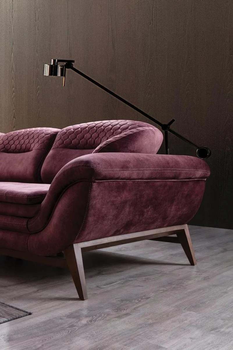 Luxus Ecksofa Lila / Dunkelbraun 318 x 293 x H. 85 cm - Wohnzimmer Sofa mit verstellbaren Rückenlehnen - Wohnzimmer Möbel