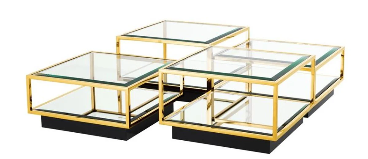Art Deco Luxus Couchtisch Gold 4er Set - Wohnzimmer Salon Tisch