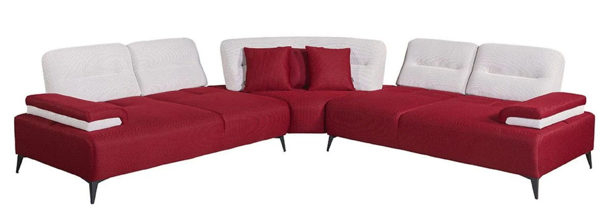Luxus Ecksofa Bordeauxrot / Weiß / Grau 310 x 310 cm - Wohnzimmer Sofa