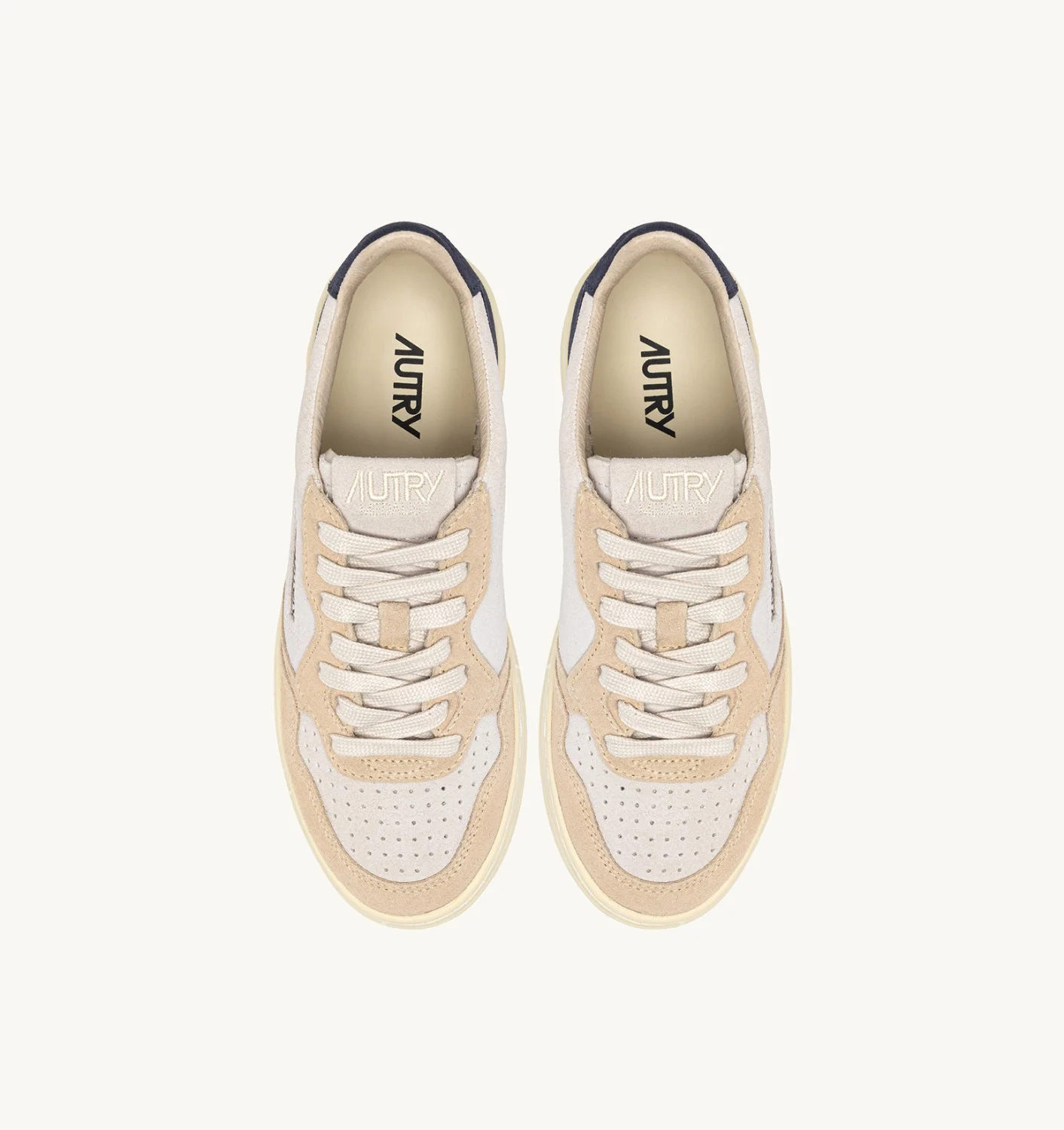 AUTRY ZAPATILLAS MEDALIST LOW TRICOLOR DE ANTE BLANCO SAND Y FUEGO