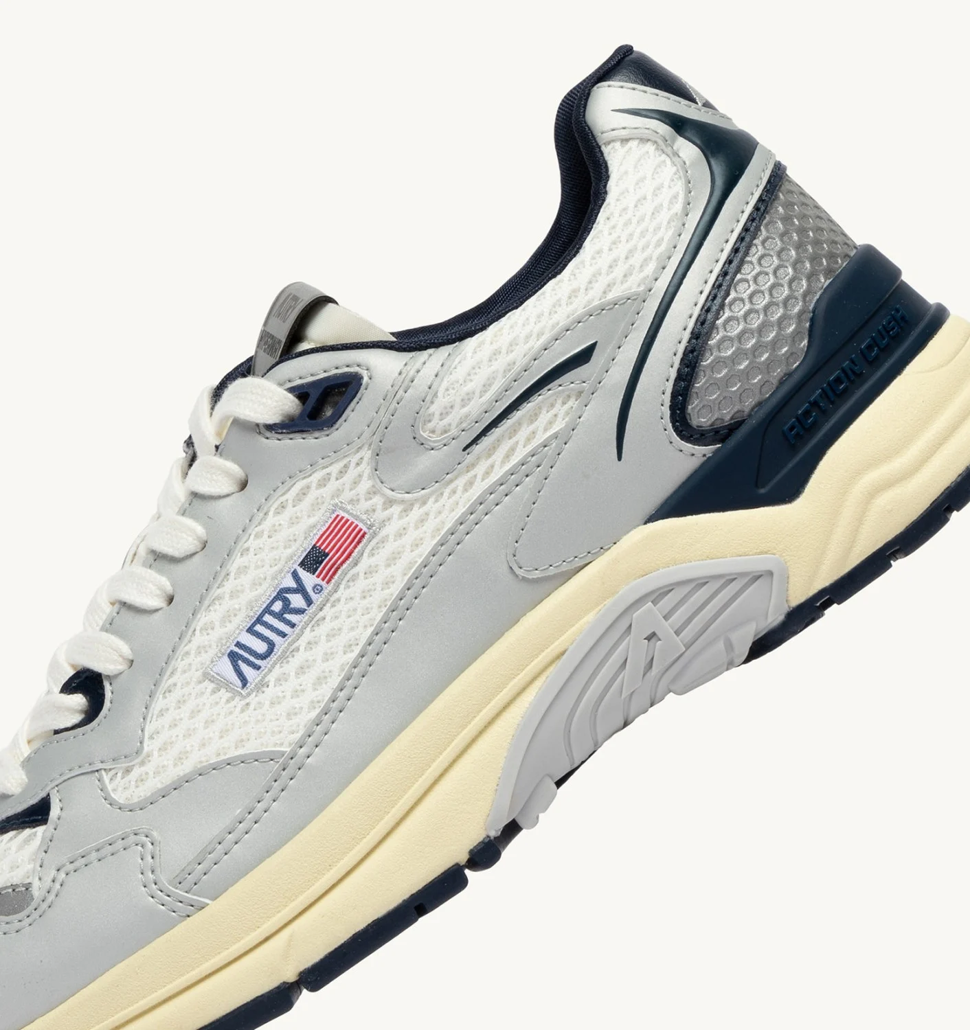 AUTRY HYPERWAY SNEAKERS IN SILVER BLACK AND FORGET ME NOT SYNTHETIC LEATHER AND MESH