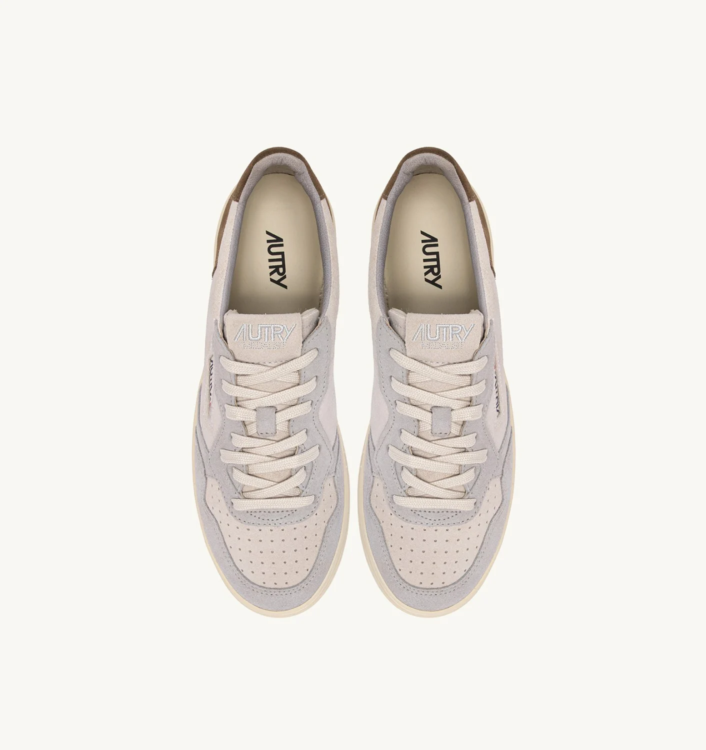 AUTRY MEDALIST LOW TRICOLOR SNEAKERS IN SUEDE COLOR WHITE SAND AND BLUE SPACE