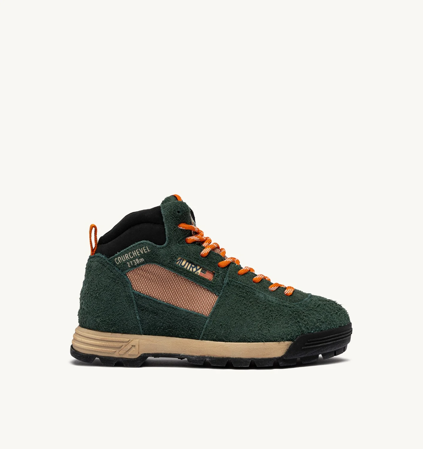 AUTRY MALGA CORTINA IN CHESTNUT AND FLAME SCARLET SUEDE