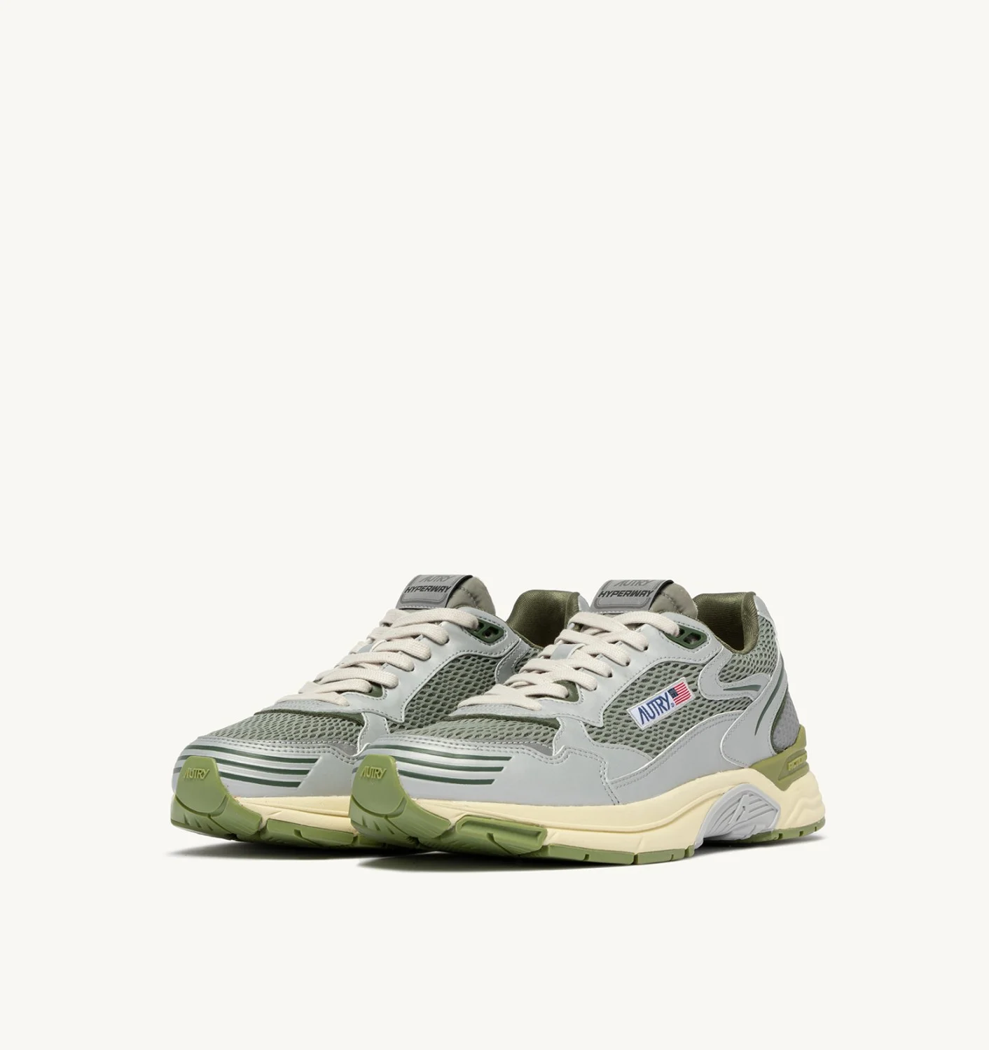 AUTRY HYPERWAY SNEAKERS IN SILVER BLACK AND FORGET ME NOT SYNTHETIC LEATHER AND MESH