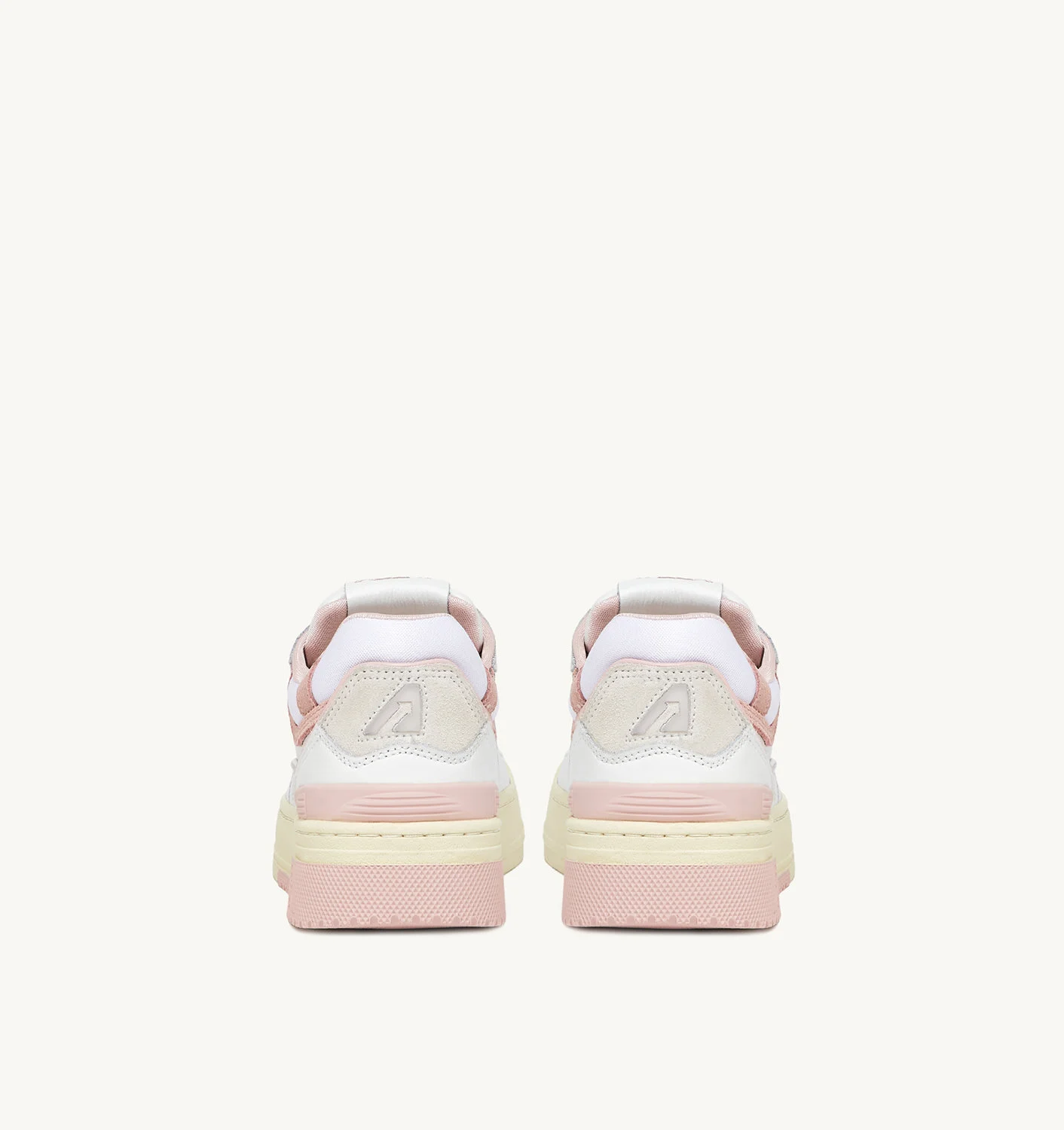 AUTRY CLC LOW SNEAKERS IN WHITE LEATHER AND POWDER PINK SUEDE
