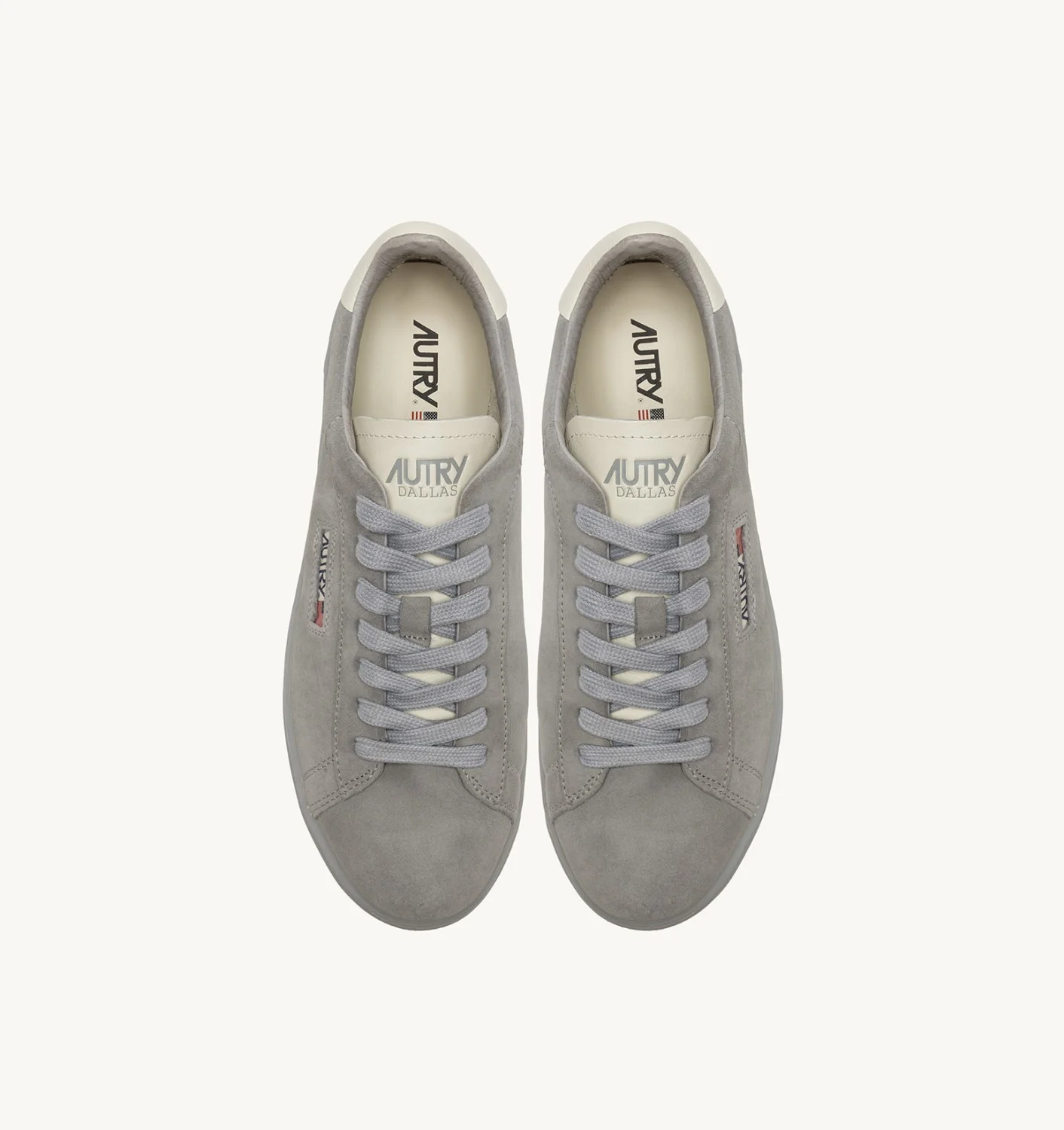 AUTRY DALLAS LOW SNEAKERS IN MARSHMALLOW AND BOTTLE GREEN SUEDE