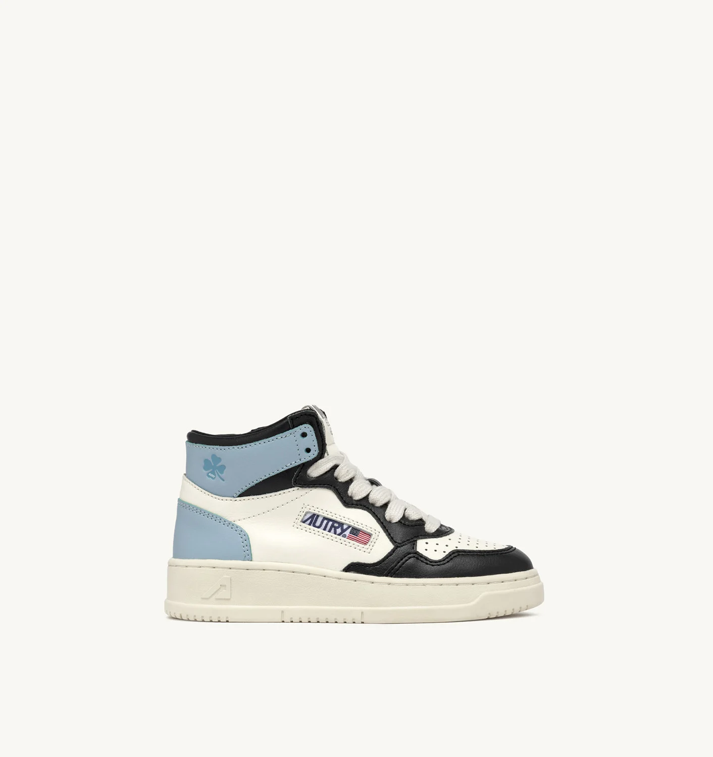 AUTRY MEDALIST KIDS MID SNEAKERS IN WHITE BROWN AND PINK LEATHER