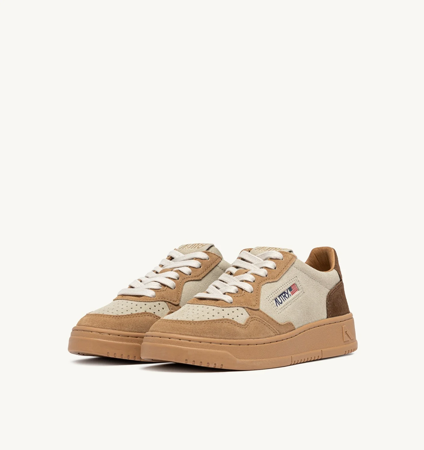 AUTRY ZAPATILLAS MEDALIST LOW TRICOLOR DE ANTE BLANCO SAND Y FUEGO