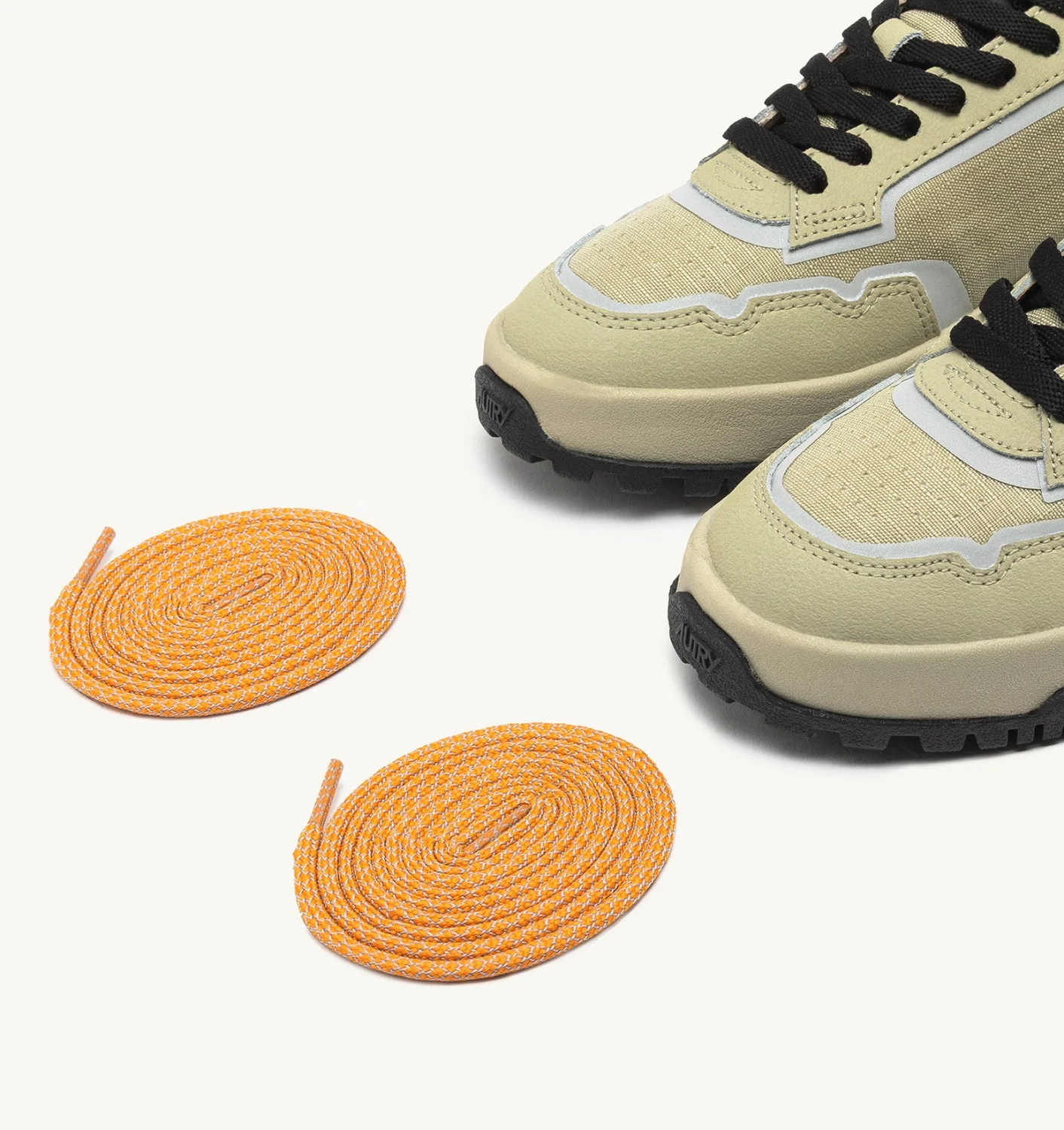 AUTRY WILDPACE LOW SNEAKERS IN RIPSTOP NYLON AND LEATHER COLOR LEMON GRASS AND INCENSE