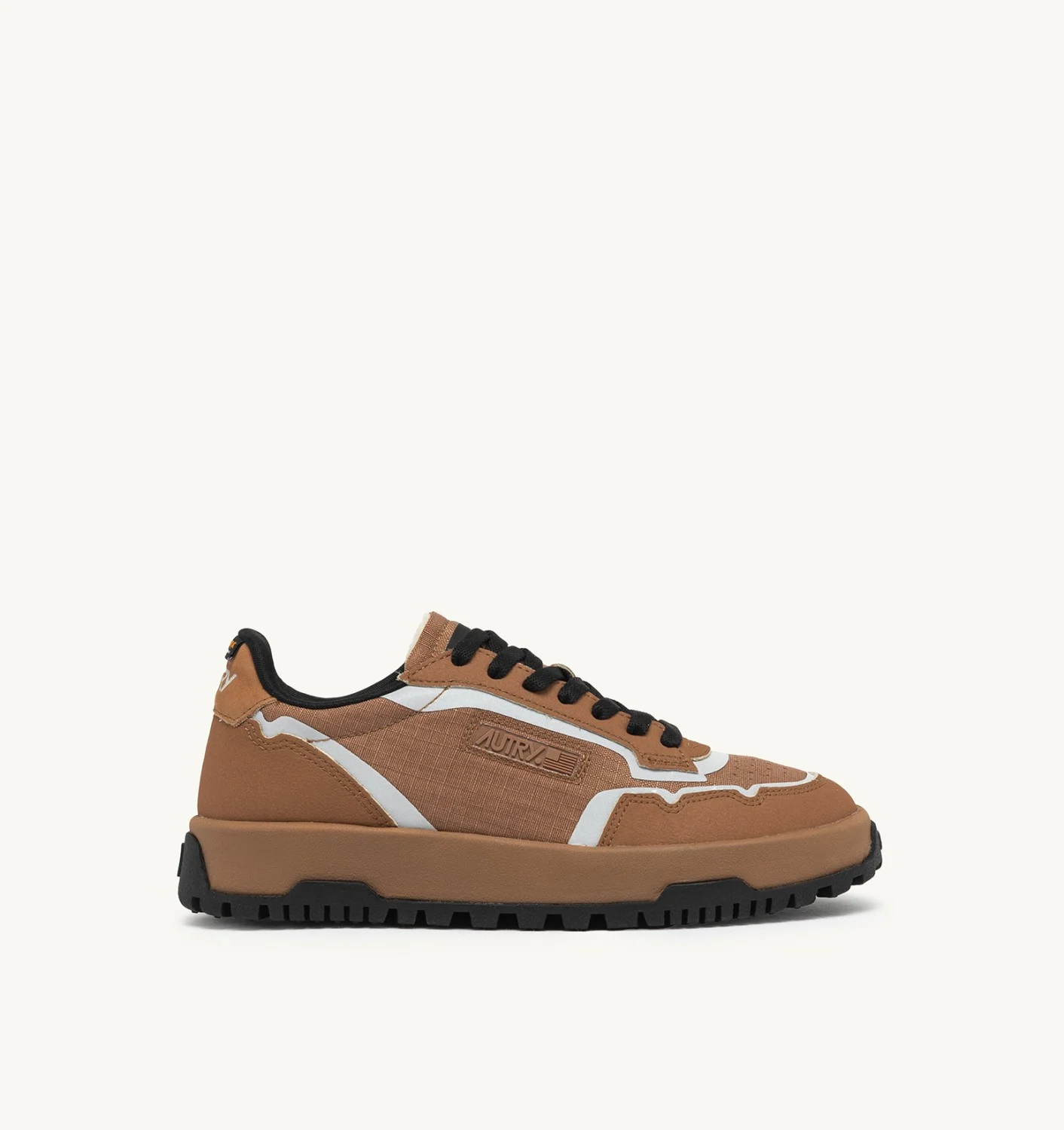 AUTRY WILDPACE LOW SNEAKERS IN RIPSTOP NYLON AND LEATHER COLOR LEMON GRASS AND INCENSE