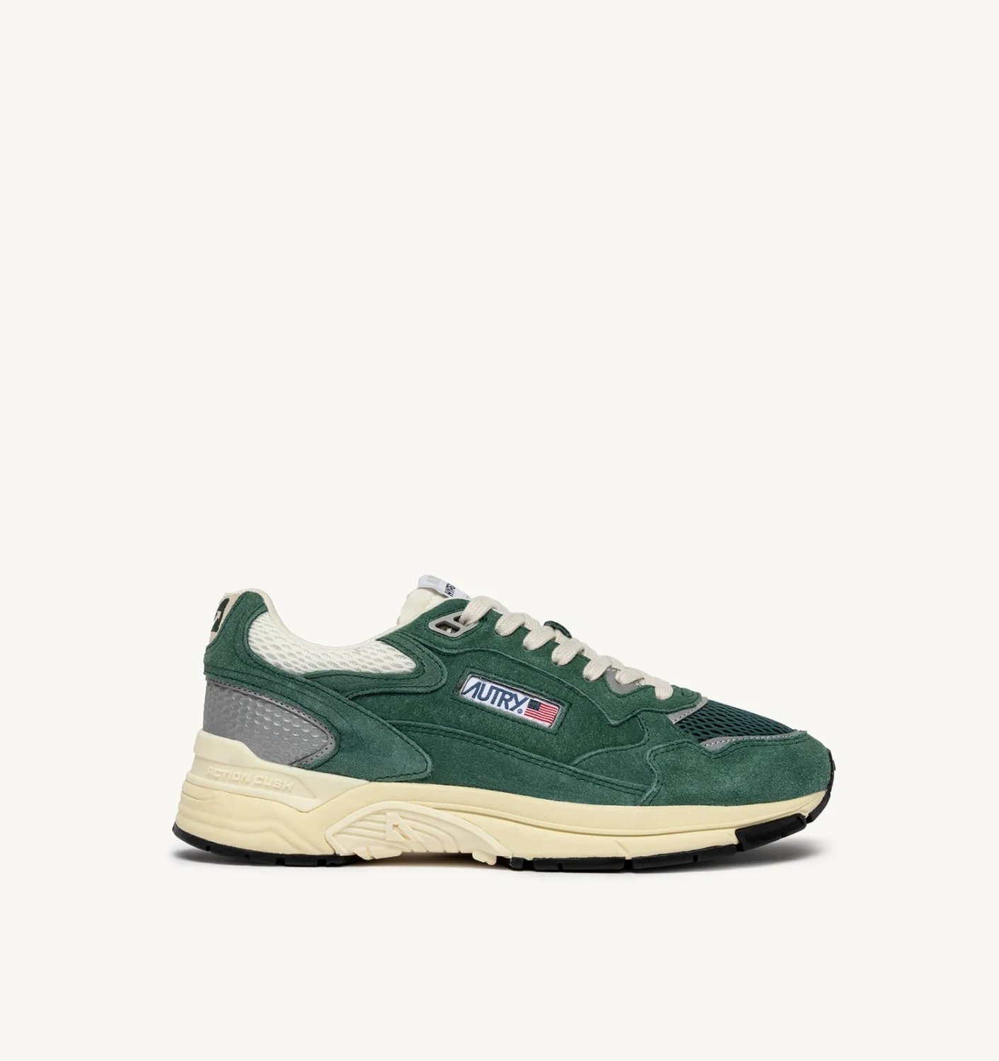 AUTRY HYPERWAY SNEAKERS IN WHITE AND SILVER MESH AND SUEDE