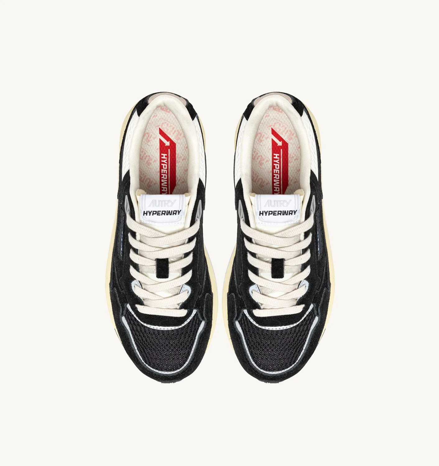 AUTRY HYPERWAY SNEAKERS IN WHITE AND SILVER MESH AND SUEDE